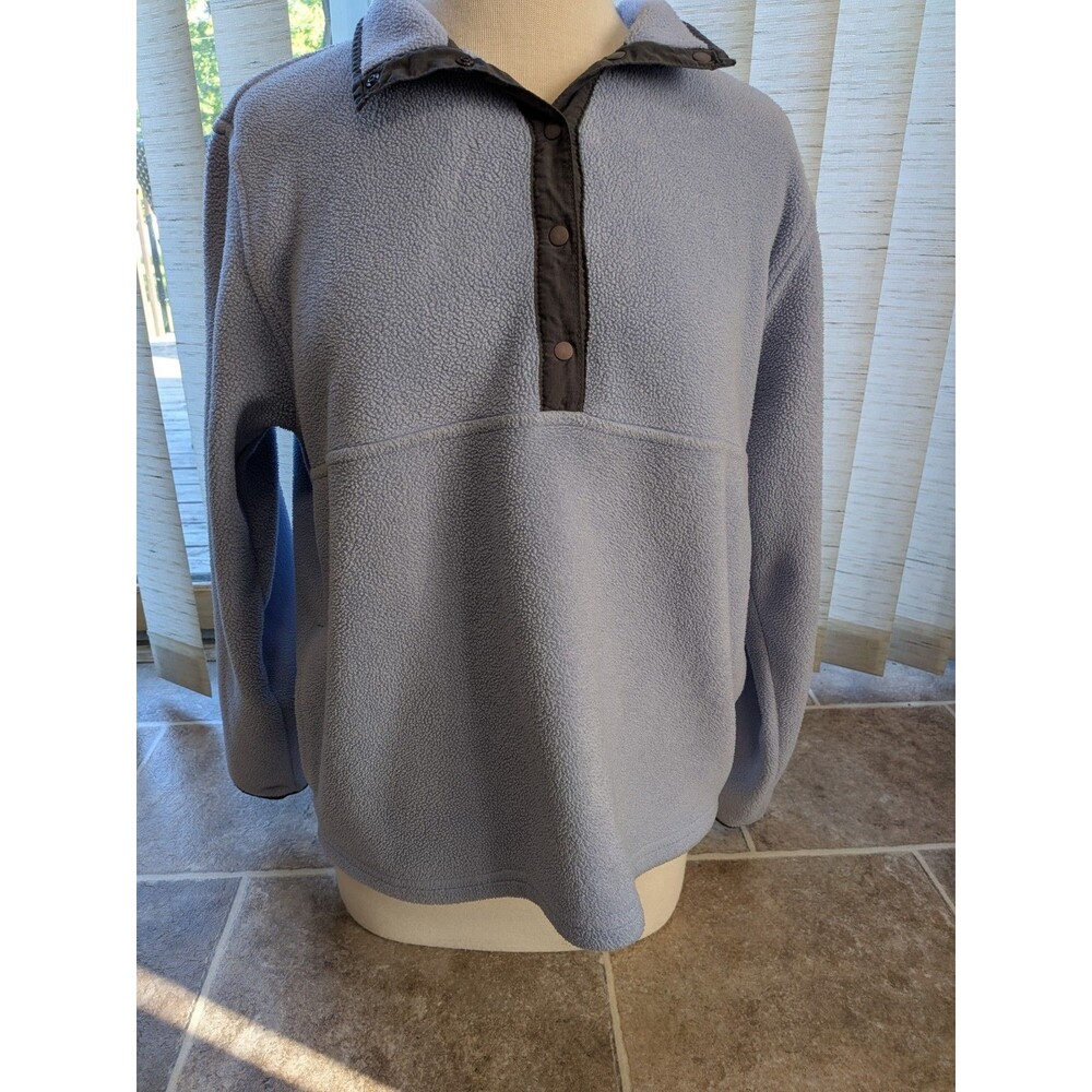 LL Bean Sweater Womens Medium Lavender Fleece Pullover Polartec Snap Retro